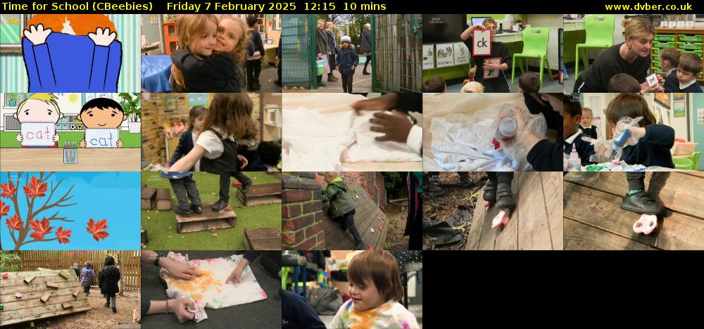 Time for School (CBeebies) Friday 7 February 2025 12:15 - 12:25