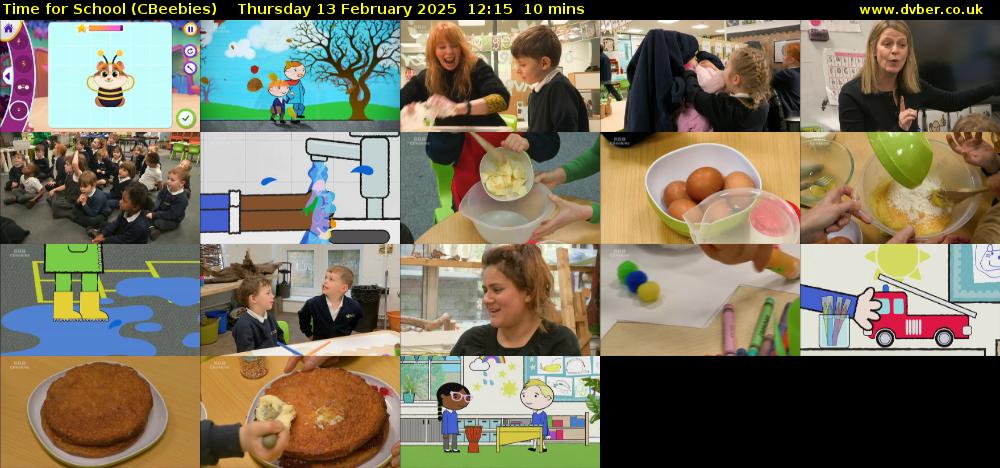 Time for School (CBeebies) Thursday 13 February 2025 12:15 - 12:25