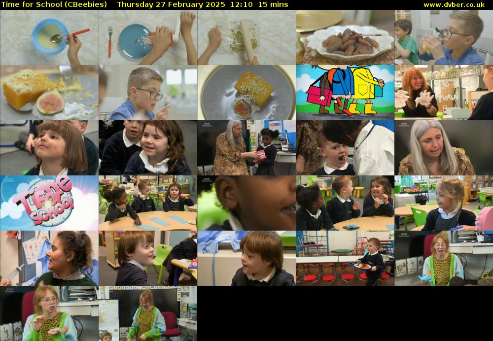 Time for School (CBeebies) Thursday 27 February 2025 12:10 - 12:25
