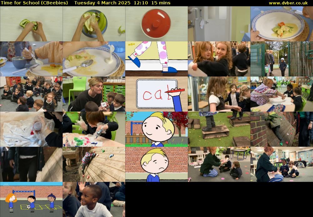 Time for School (CBeebies) Tuesday 4 March 2025 12:10 - 12:25