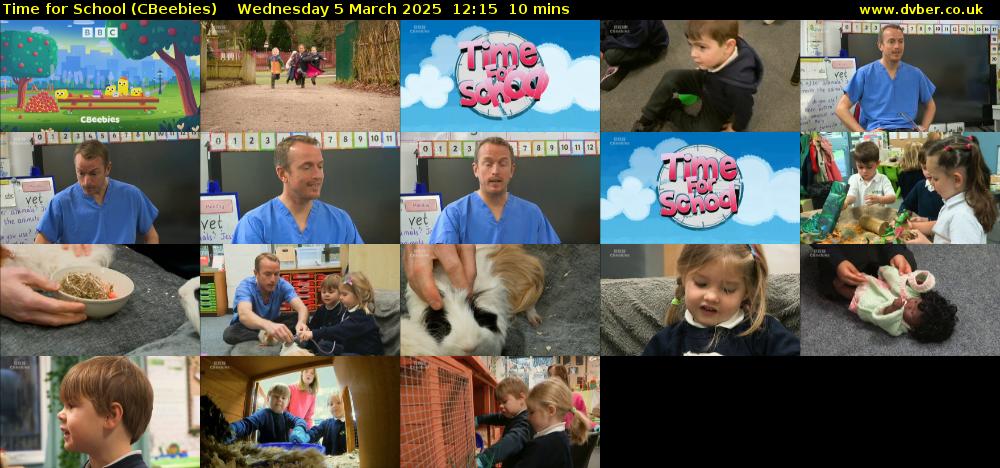 Time for School (CBeebies) Wednesday 5 March 2025 12:15 - 12:25
