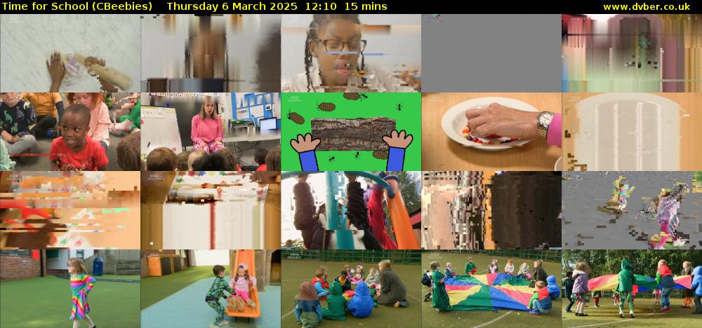 Time for School (CBeebies) Thursday 6 March 2025 12:10 - 12:25