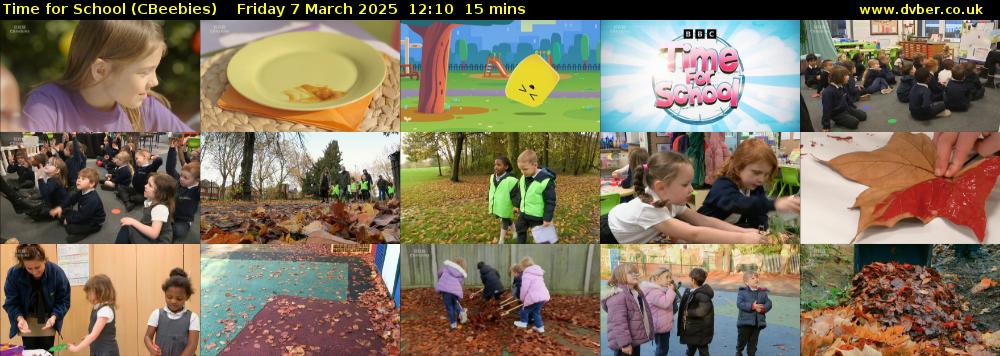 Time for School (CBeebies) Friday 7 March 2025 12:10 - 12:25