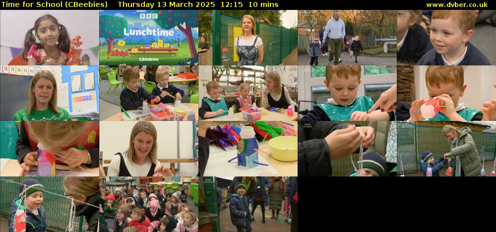Time for School (CBeebies) Thursday 13 March 2025 12:15 - 12:25