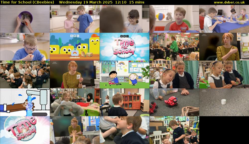 Time for School (CBeebies) Wednesday 19 March 2025 12:10 - 12:25