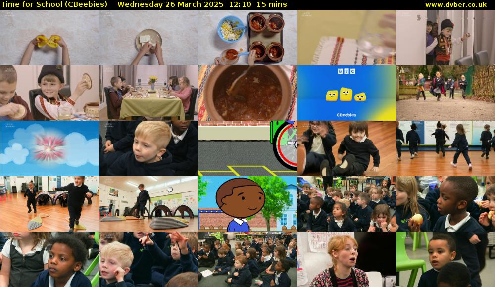 Time for School (CBeebies) Wednesday 26 March 2025 12:10 - 12:25