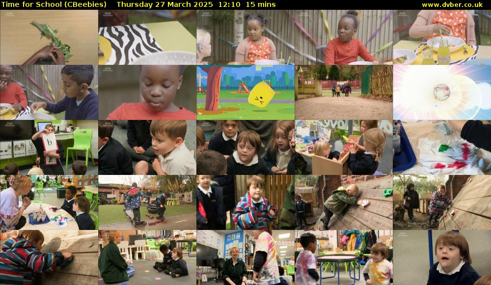 Time for School (CBeebies) Thursday 27 March 2025 12:10 - 12:25