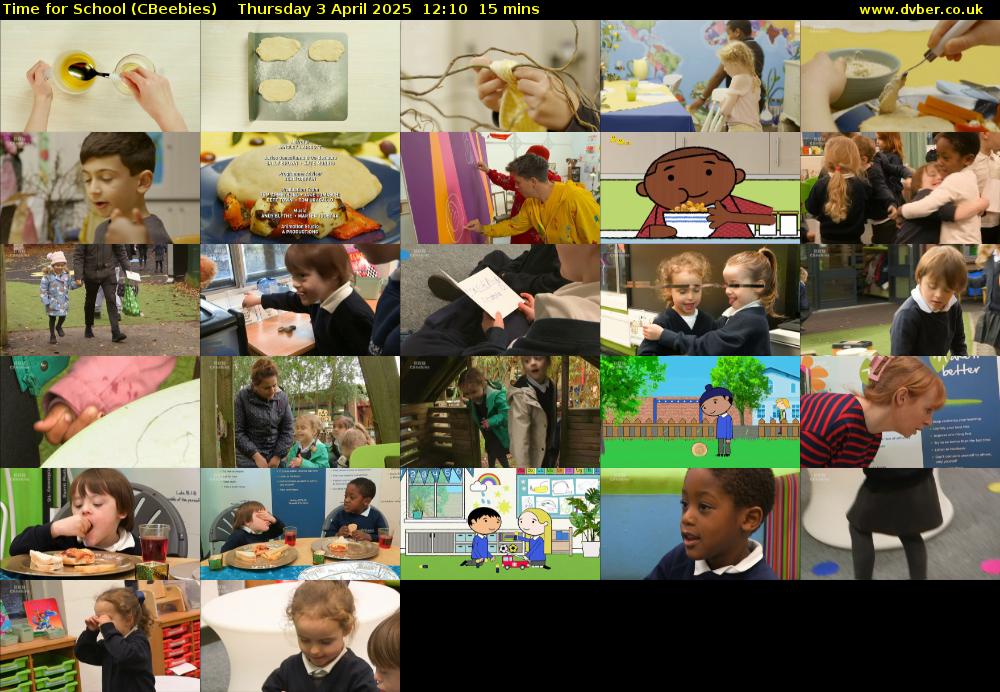 Time for School (CBeebies) Thursday 3 April 2025 12:10 - 12:25
