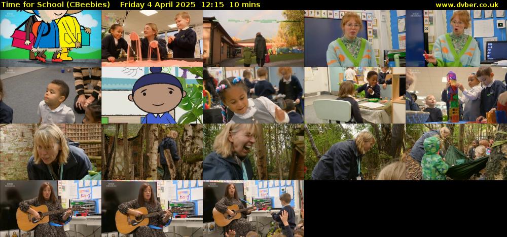 Time for School (CBeebies) Friday 4 April 2025 12:15 - 12:25