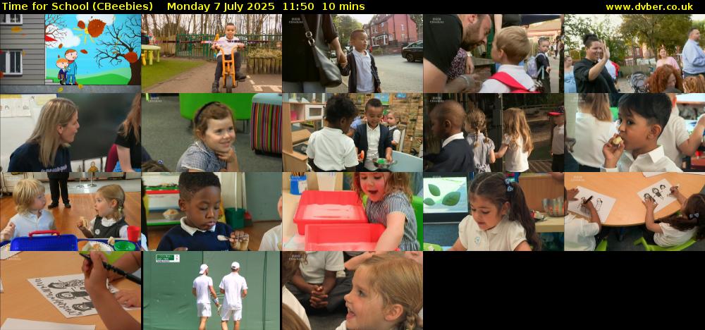 Time for School (CBeebies) Monday 7 July 2025 11:50 - 12:00