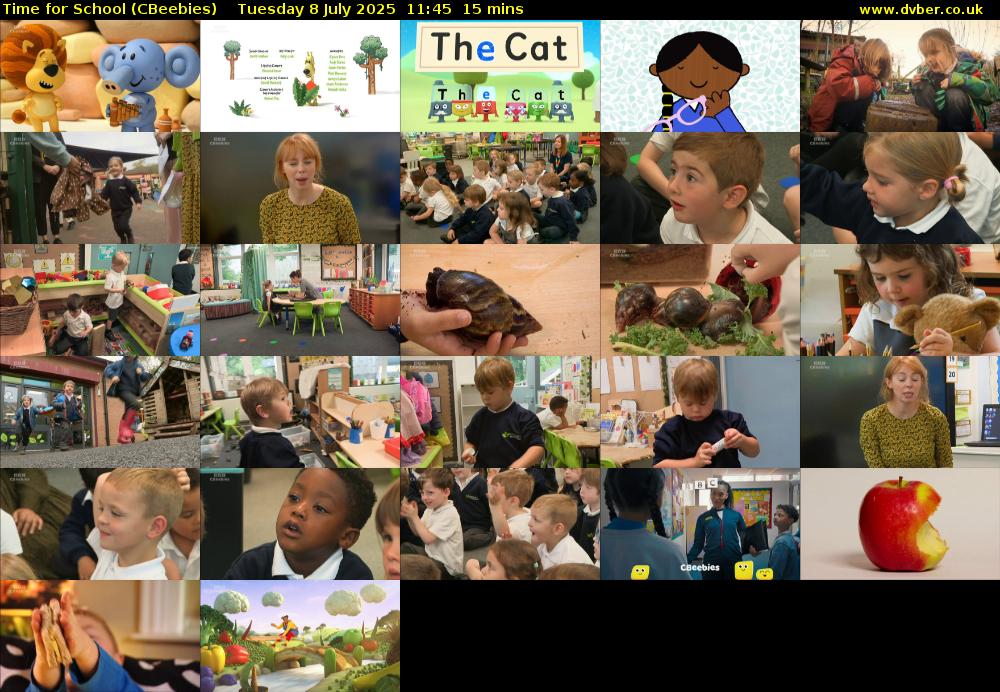 Time for School (CBeebies) Tuesday 8 July 2025 11:45 - 12:00