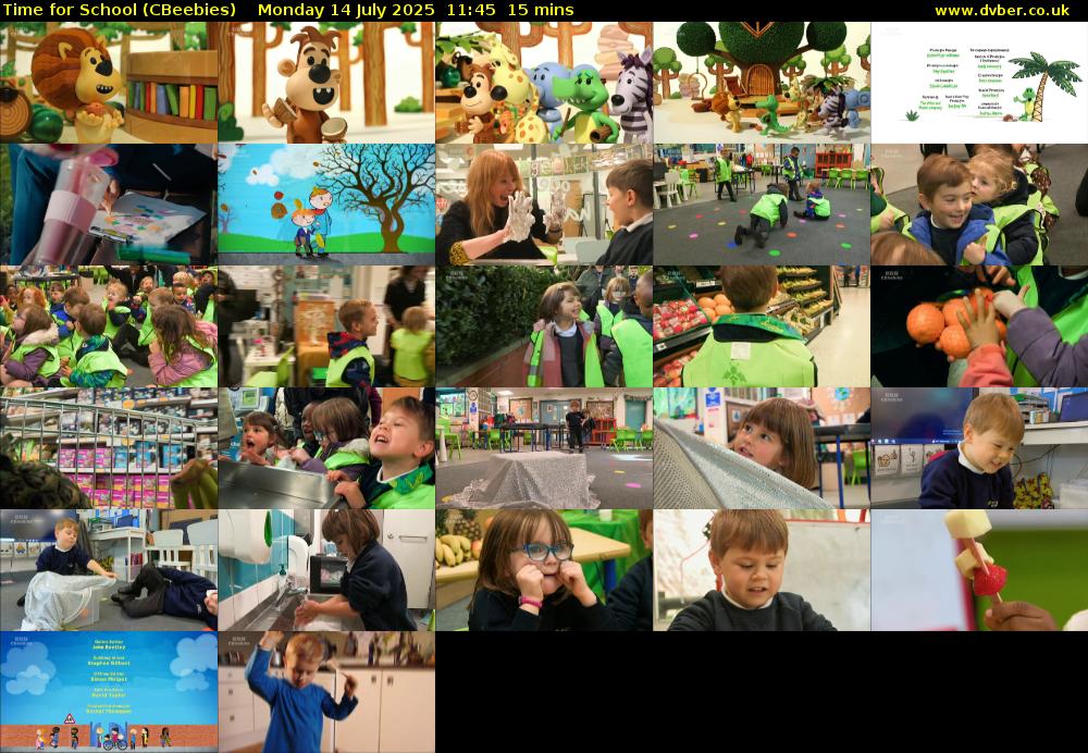 Time for School (CBeebies) Monday 14 July 2025 11:45 - 12:00