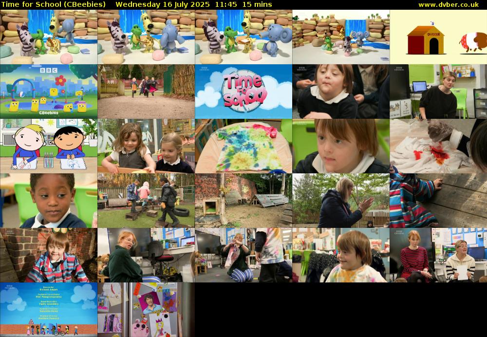 Time for School (CBeebies) Wednesday 16 July 2025 11:45 - 12:00
