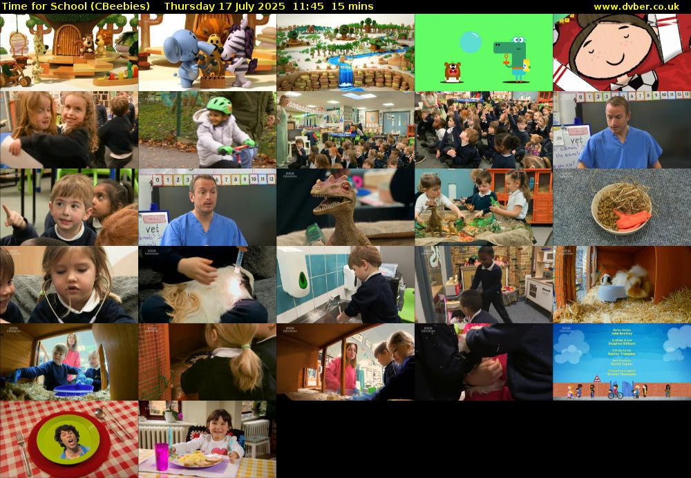Time for School (CBeebies) Thursday 17 July 2025 11:45 - 12:00