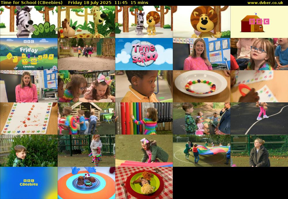 Time for School (CBeebies) Friday 18 July 2025 11:45 - 12:00