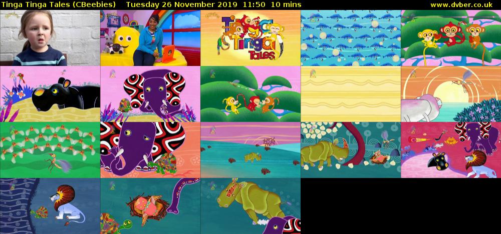 Tinga Tinga Tales (CBeebies) Tuesday 26 November 2019 11:50 - 12:00