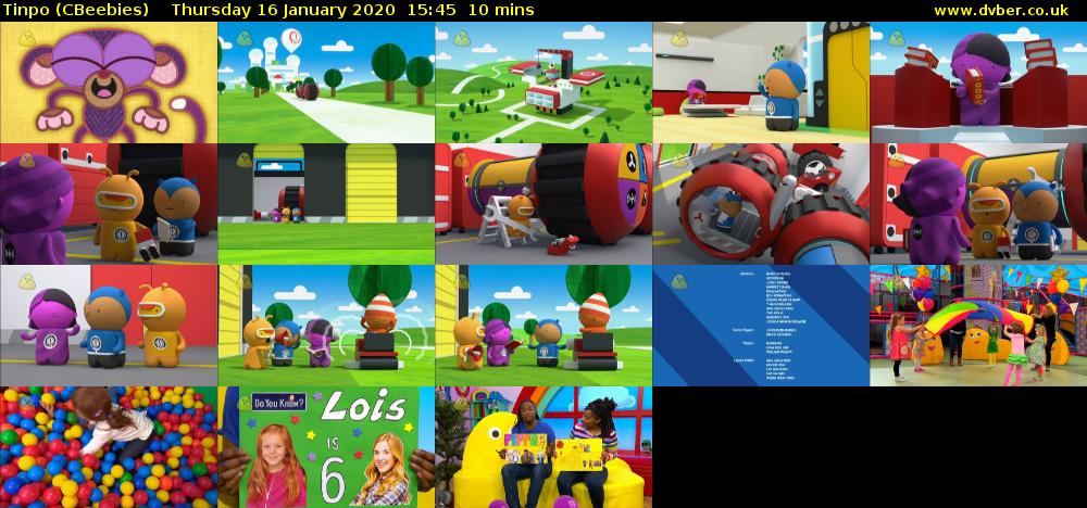 Tinpo (CBeebies) Thursday 16 January 2020 15:45 - 15:55