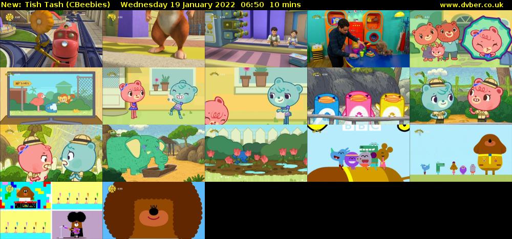 Tish Tash (CBeebies) Wednesday 19 January 2022 06:50 - 07:00