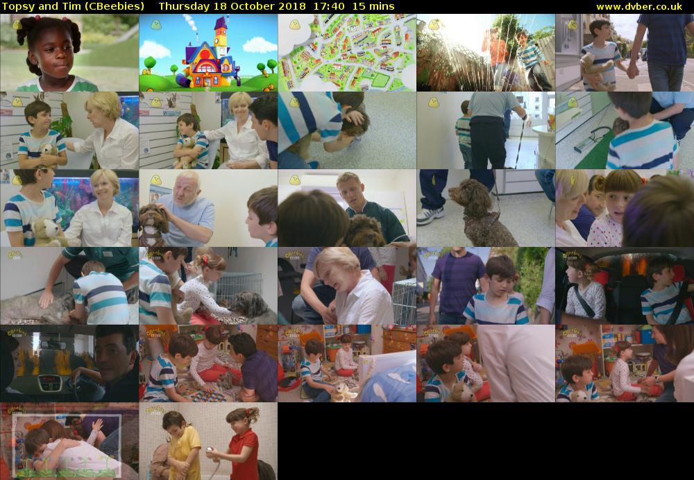 Topsy and Tim (CBeebies) Thursday 18 October 2018 17:40 - 17:55