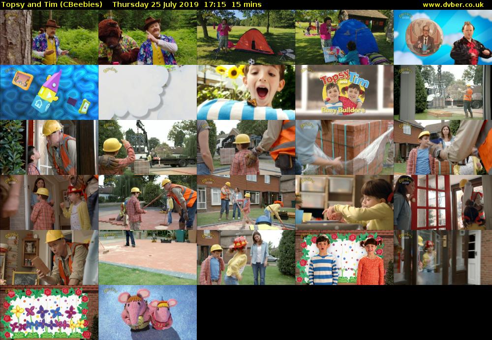 Topsy and Tim (CBeebies) Thursday 25 July 2019 17:15 - 17:30