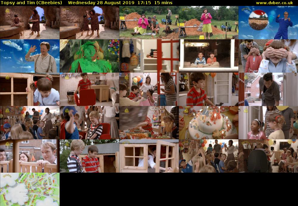 Topsy and Tim (CBeebies) Wednesday 28 August 2019 17:15 - 17:30