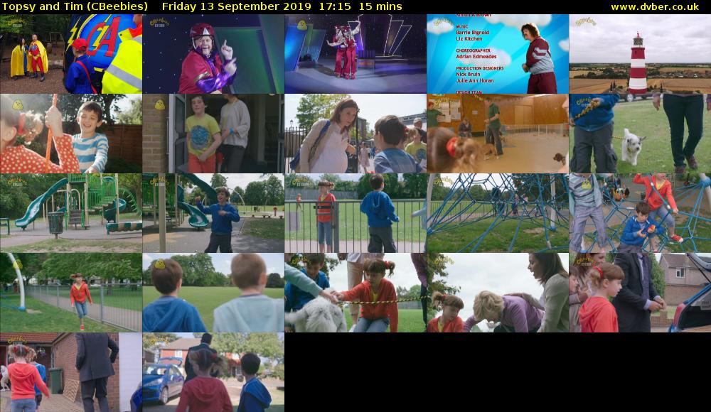 Topsy and Tim (CBeebies) Friday 13 September 2019 17:15 - 17:30