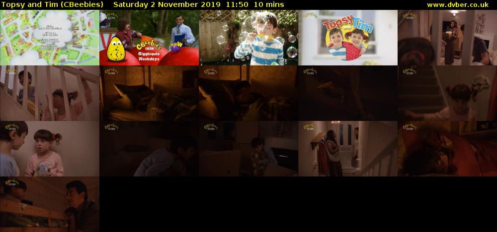 Topsy and Tim (CBeebies) Saturday 2 November 2019 11:50 - 12:00