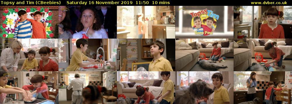 Topsy and Tim (CBeebies) Saturday 16 November 2019 11:50 - 12:00