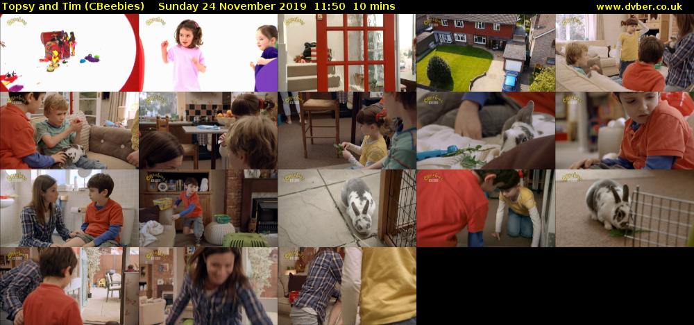 Topsy and Tim (CBeebies) Sunday 24 November 2019 11:50 - 12:00