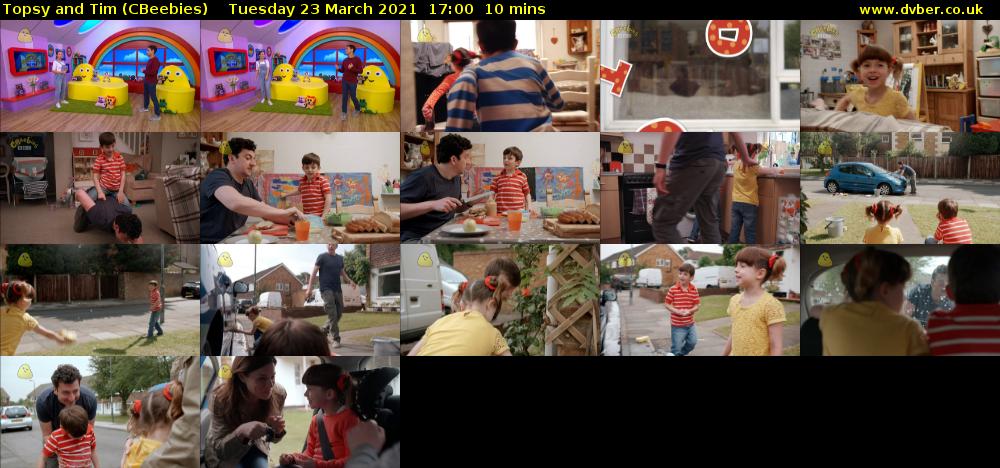 Topsy and Tim (CBeebies) Tuesday 23 March 2021 17:00 - 17:10