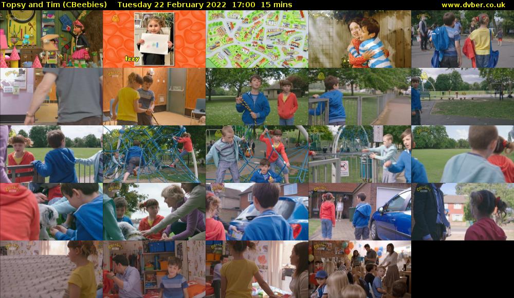 Topsy and Tim (CBeebies) Tuesday 22 February 2022 17:00 - 17:15