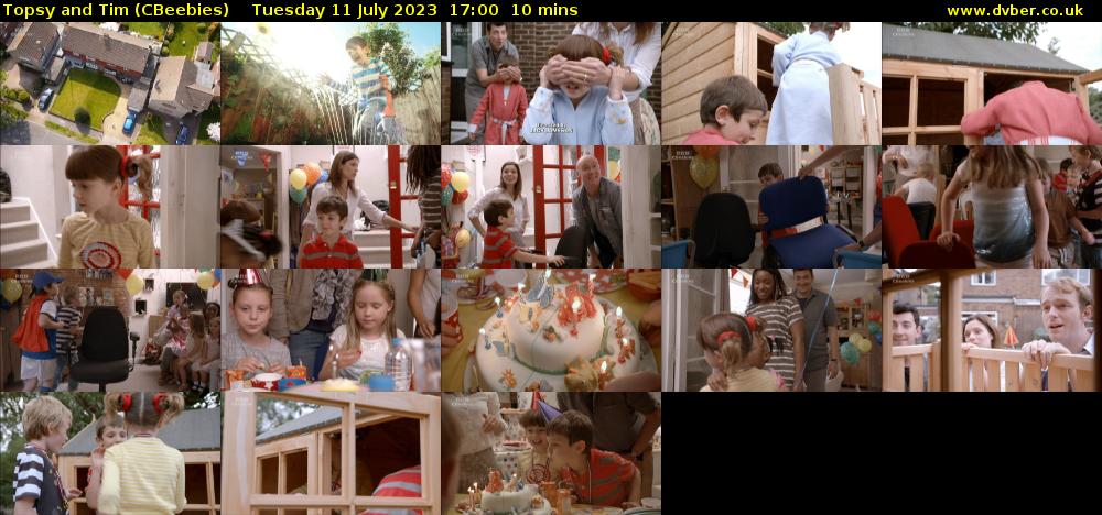 Topsy and Tim (CBeebies) Tuesday 11 July 2023 17:00 - 17:10