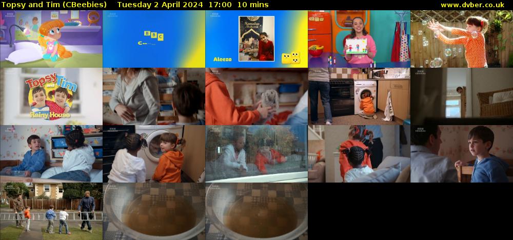 Topsy and Tim (CBeebies) Tuesday 2 April 2024 17:00 - 17:10