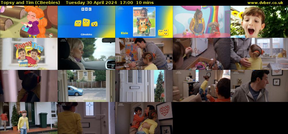 Topsy and Tim (CBeebies) Tuesday 30 April 2024 17:00 - 17:10