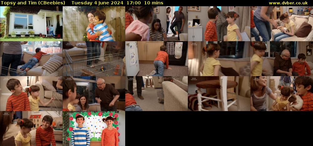 Topsy and Tim (CBeebies) Tuesday 4 June 2024 17:00 - 17:10