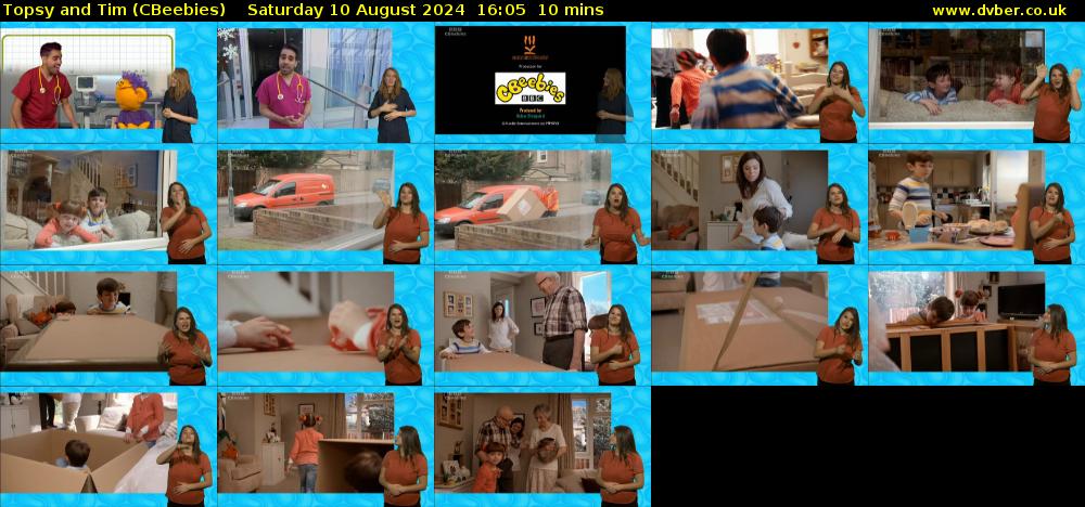 Topsy and Tim (CBeebies) Saturday 10 August 2024 16:05 - 16:15
