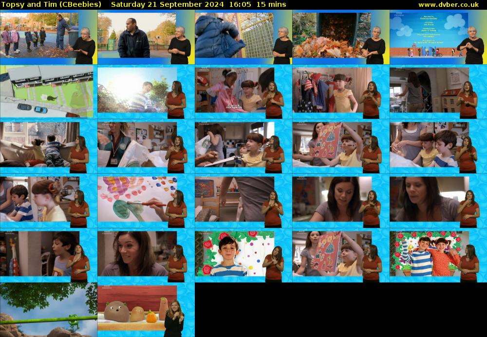 Topsy and Tim (CBeebies) Saturday 21 September 2024 16:05 - 16:20