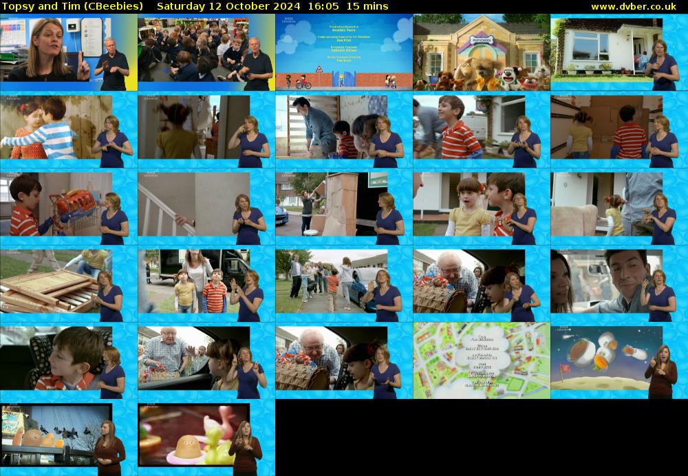 Topsy and Tim (CBeebies) Saturday 12 October 2024 16:05 - 16:20