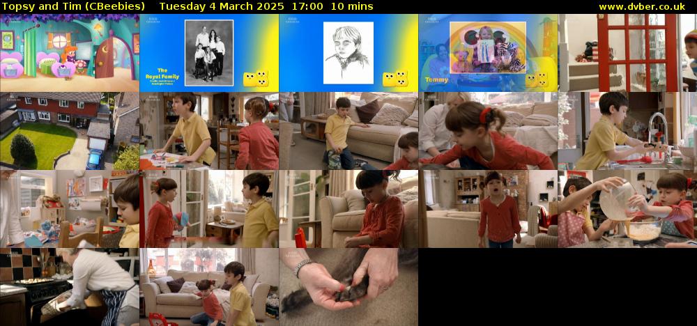 Topsy and Tim (CBeebies) Tuesday 4 March 2025 17:00 - 17:10