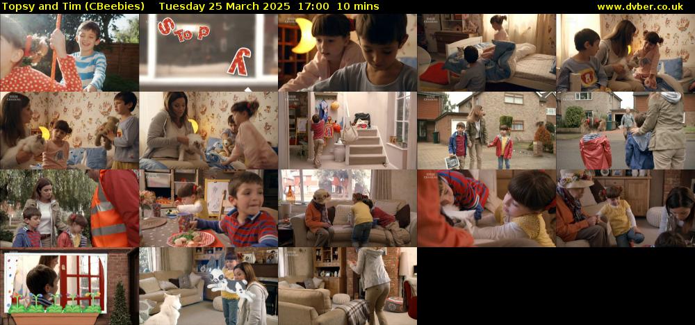 Topsy and Tim (CBeebies) Tuesday 25 March 2025 17:00 - 17:10