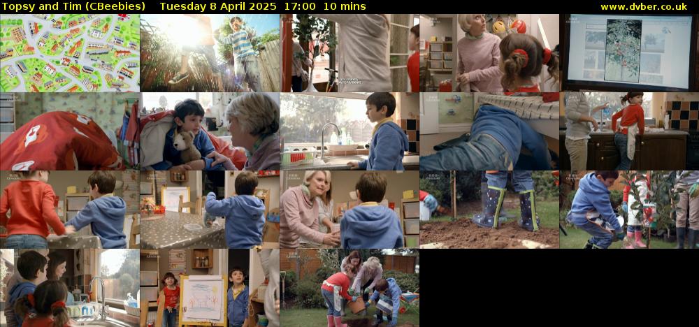 Topsy and Tim (CBeebies) Tuesday 8 April 2025 17:00 - 17:10