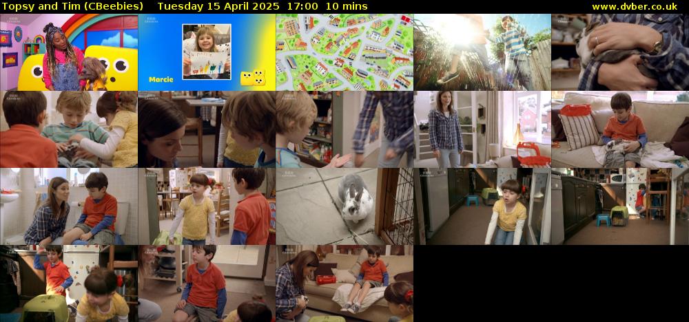 Topsy and Tim (CBeebies) Tuesday 15 April 2025 17:00 - 17:10