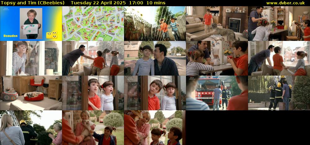 Topsy and Tim (CBeebies) Tuesday 22 April 2025 17:00 - 17:10
