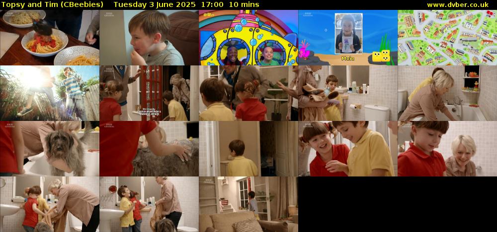Topsy and Tim (CBeebies) Tuesday 3 June 2025 17:00 - 17:10