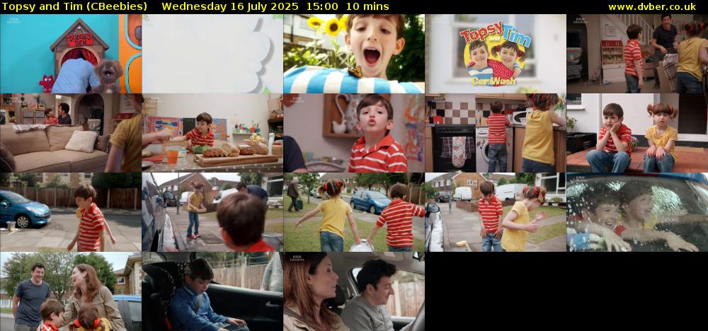 Topsy and Tim (CBeebies) Wednesday 16 July 2025 15:00 - 15:10