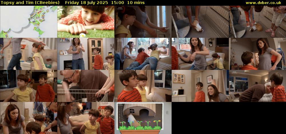Topsy and Tim (CBeebies) Friday 18 July 2025 15:00 - 15:10