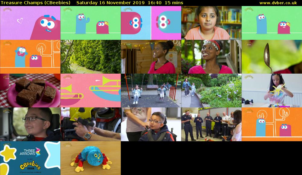 Treasure Champs (CBeebies) Saturday 16 November 2019 16:40 - 16:55