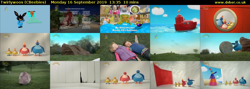 Twirlywoos (CBeebies) Monday 16 September 2019 13:35 - 13:45