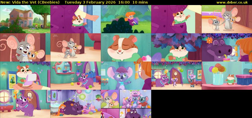 Vida the Vet (CBeebies) Tuesday 3 February 2026 16:00 - 16:10