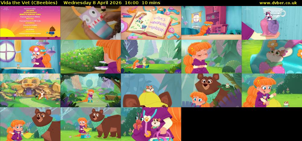 Vida the Vet (CBeebies) Wednesday 8 April 2026 16:00 - 16:10